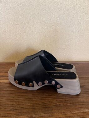 Kelsi Dagger Wooden Bottom Leather Mules - Size 7